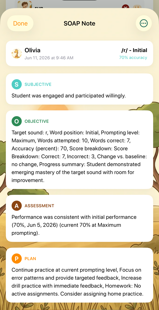 A completed AI draft in the editable fields, ready for review